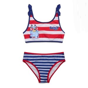 B1G1@50%Off- Americana Bluey Little Girls Bikini Swimsuit with UPF50+, 2-Piece